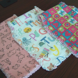 Flannel Burp Cloth Set with Raggedy Edge: Easy Care Baby Spit Up Solution