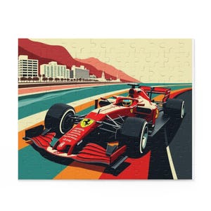 Retro Formula one Ferarri Racing Car Puzzle - 120, 252, 500 Pieces, Fun Gift for Car Enthusiasts, Collectible