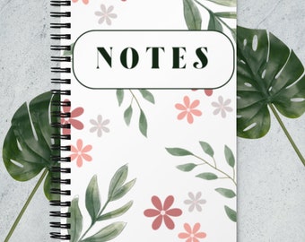 Spiral dotted page notebook - Notes - Flowers & Leaves