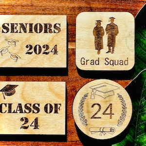 Graduation Magnets, Class of 2024, Seniors, Graduation Refrigerator Magnets, Graduation 2024, Wooden 2024 Magnet, Graduation Gift, Magnets