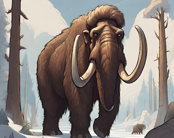 Woolly Mammoth Dinosaur, Dinos for Children, Dinosaur Information and Pictures, Wall Art for Children, Digital Downloadable Wall Decor