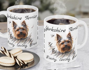 Tazas de cerámica personalizadas de Yorkshire Terrier, tazas de Yorkie, tazas para amantes de las mascotas, taza de café para amantes de los perros, accesorios de Yorkie, taza de Yorkshire Terrier