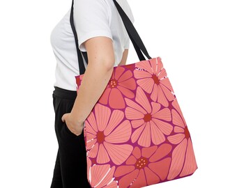 Bolsa de mano con flores rosas, bolsa reutilizable con flores, bolsa reutilizable rosa, bolsa de compras pesada, bolsa de supermercado, bolsa de mano con flores rosas, bolsa de mano con envío gratuito