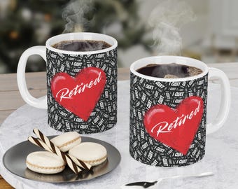 Taza de cerámica divertida de jubilación, taza de café con mensaje "I Quit", regalo de jubilación, taza sarcástica, regalo de jubilación de broma, despedida de oficina, jubilación divertida