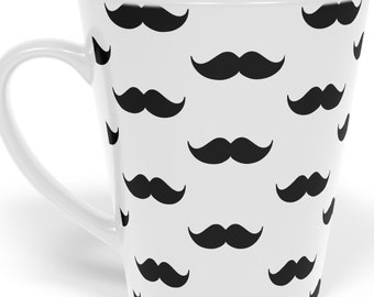 Moustache Latte Mug, Mug for Men with Moustaches, November, Gift for Him, Moustache Accessories, Moustache Care, Moustache Love, coffee mug