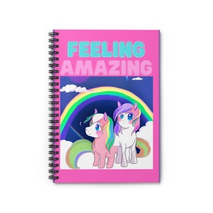 Cuaderno espiral con unicornio y arcoíris rosa, diario infantil con unicornios, diario infantil, libro de sentimientos para niños, cuaderno con envío gratuito