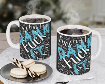 Taza de cerámica con impresión F*ck, regalo divertido para la oficina, taza con actitud, palabra maldita, taza sarcástica, taza con maldición, insultos graciosos, taza con actitud, taza para la oficina