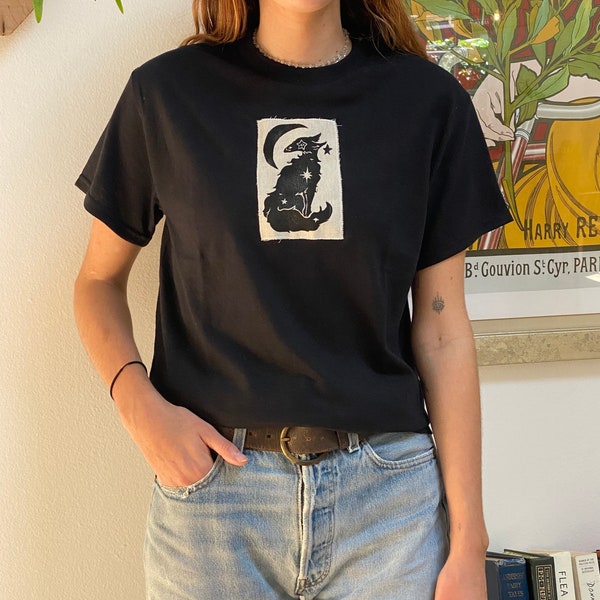 Moon with The Dog Star Block-printed T-Shirt