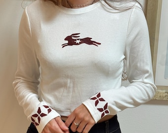 White Bunny and Stars Long Sleeve