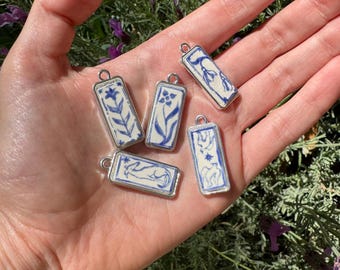 Handmade Ceramic Rectangle Pendant Necklace