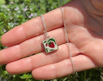 NEW BATCH! Handmade Ceramic Square or Oval Pendant Necklace