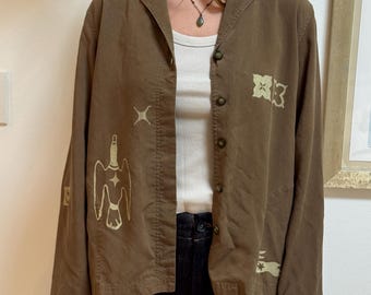 Brown and Yellow Button Up