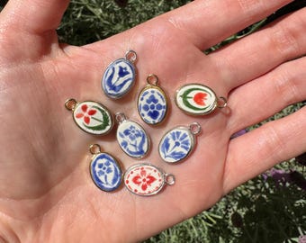 Handmade Ceramic Oval Pendant Necklace