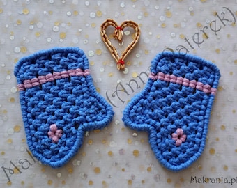 Guantes, macramé, PDF, patrón, instrucciones paso a paso, tutorial, Navidad, decoración navideña, colgante, invierno (versión en español)