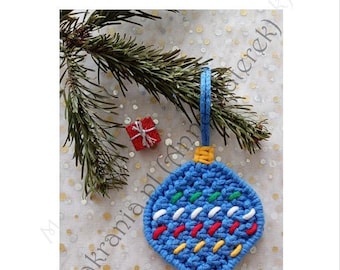 Bauble, for the Christmas tree, macrame, pattern, PDF, tutorial, step-by-step instructions, Christmas, holidays, pendant, winter (Polish version)
