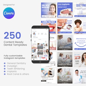 Content Ready 250 Dental Clinic Social Media Templates–Perfect for Instagram Reels, Posts, and Stories! Editable and Engaging your cliets