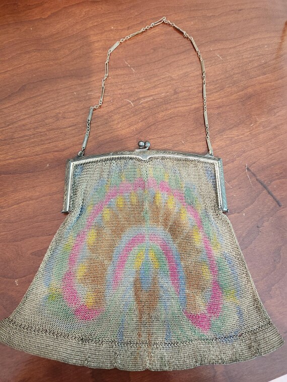 Antique Metal Mesh Purse with Peacock - image 2