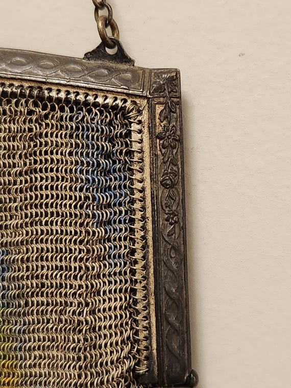 Antique Metal Mesh Purse with Peacock - image 5