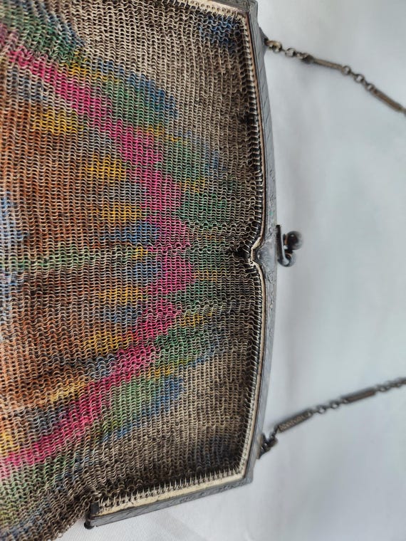 Antique Metal Mesh Purse with Peacock - image 7
