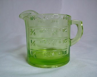 Vintage Uranium Glass 1 Cup Measuring Cup