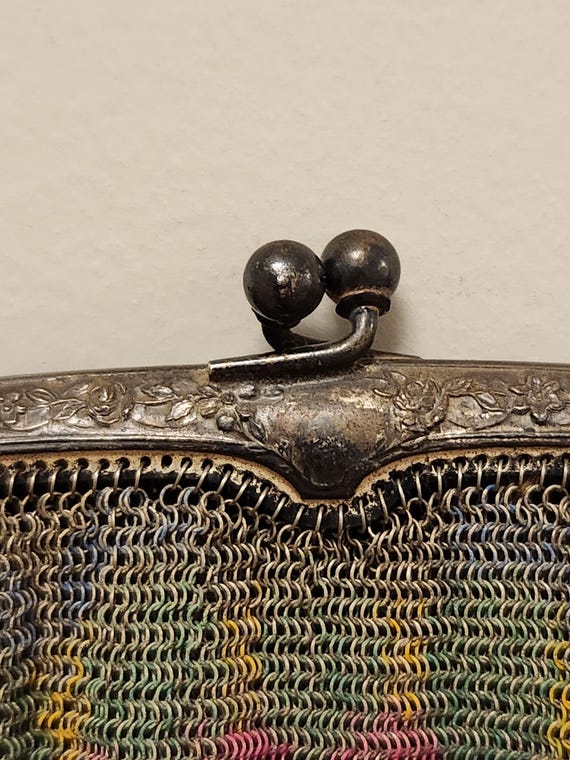 Antique Metal Mesh Purse with Peacock - image 4