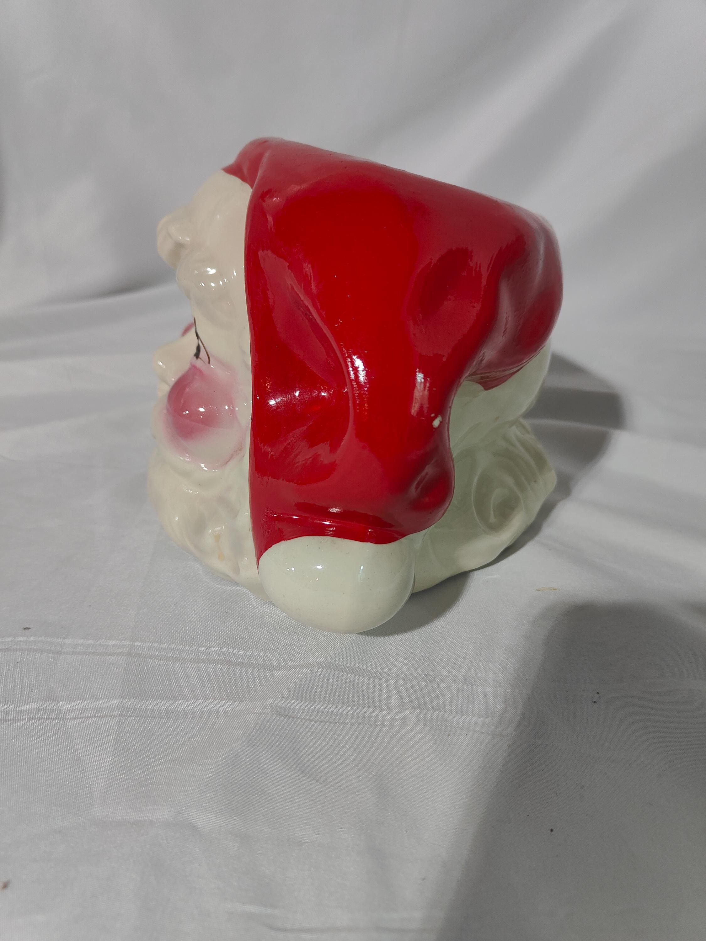 Stoneware Santa Head Planter, Holds 5
