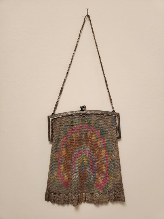 Antique Metal Mesh Purse with Peacock - image 8