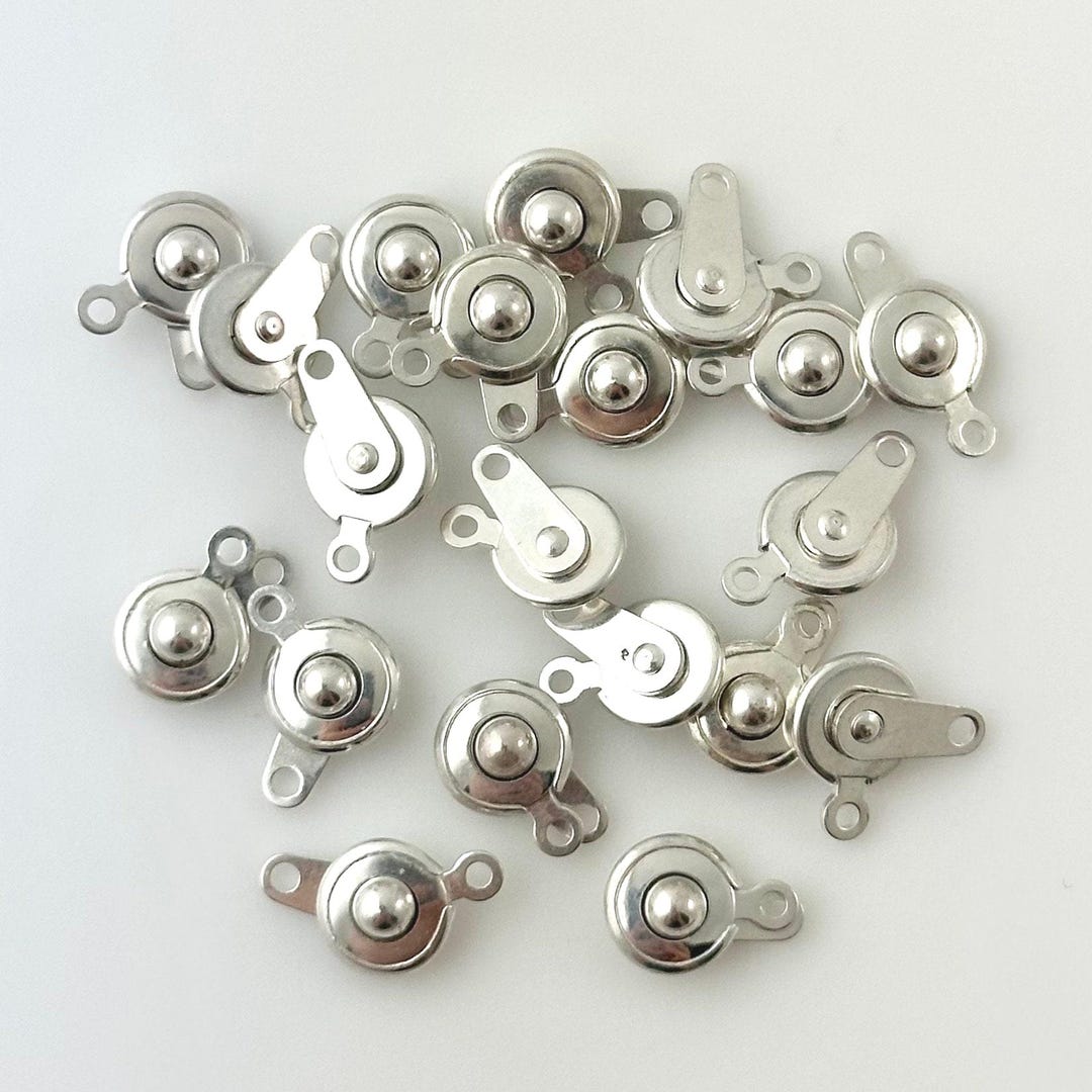10 Pcs Silver Plated Brass Button Snap Clasps, 13x9mm, Quantity 10 Base ...