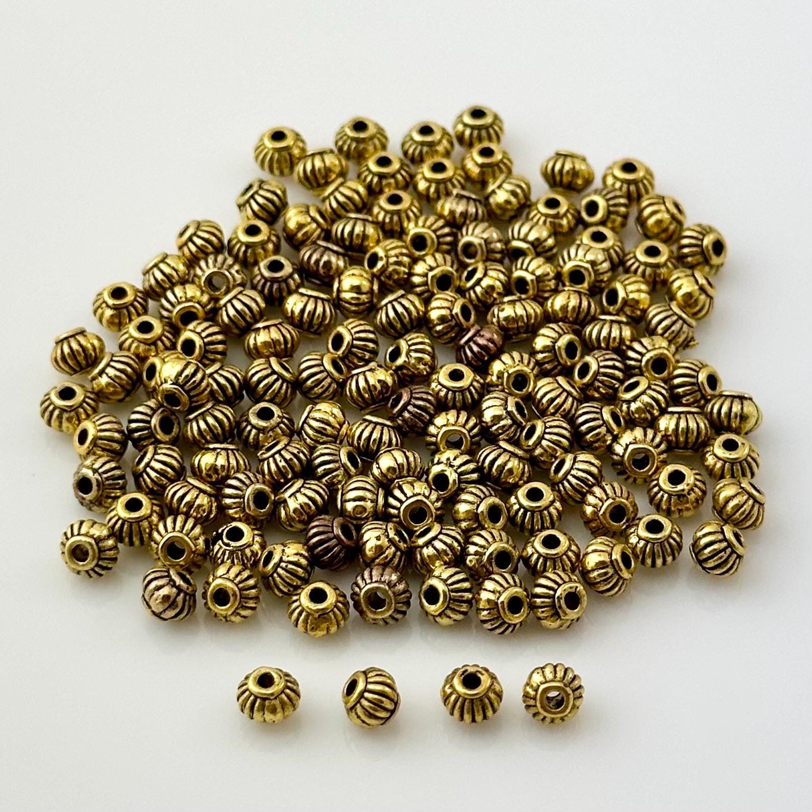 Pewter Flower Spacer Beads 4mm - 200 Pieces In Silver, Gold, Copper, And Brass Finishes