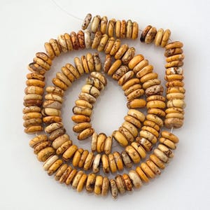 71 Pcs Dyed Yellow/Orange Magnesite Gemstone Bead Strand, 8x2-3mm Rondelle, 8" Half Strand, 71 Loose Beads, Jewelry Making Supplies Destash