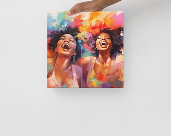 African American Women 2 Black Women Laughing Thin canvas