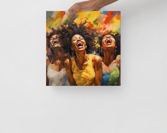 AFRICAN American 3 Black Women Laughing Thin canvas