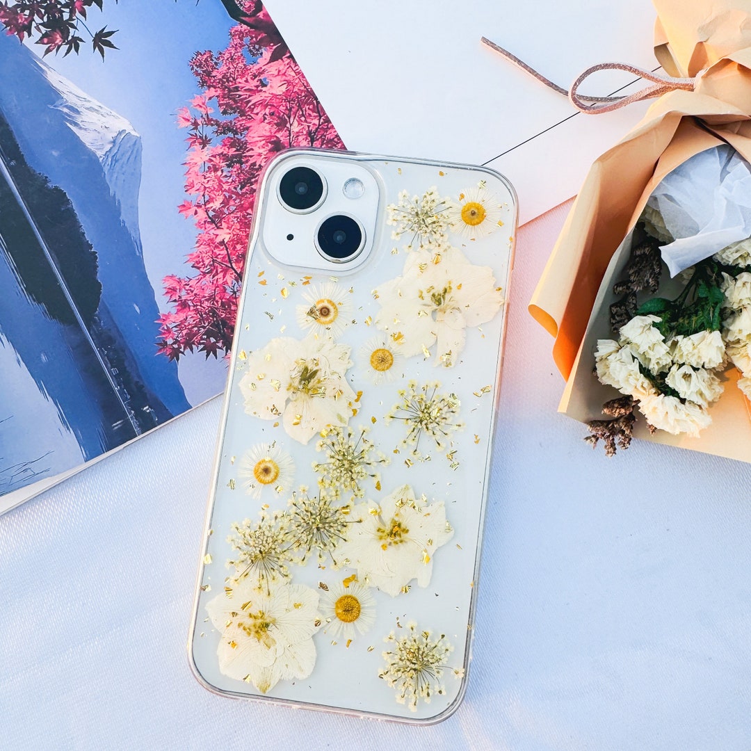 Pressed Dried White Flower Phone Case for iPhone 15 14 13 12 Etsy