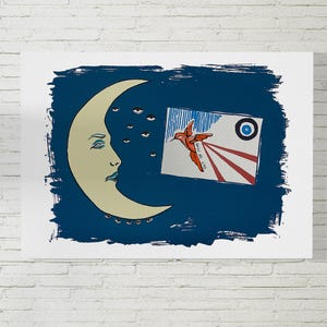 Serigrafía de postal de Luna Azul para descargar