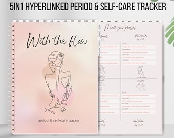 Digital period and self-care tracker I Hyperlinked digital cycle syncing tracker I Meal planner I Workout tracker I Skin care routines