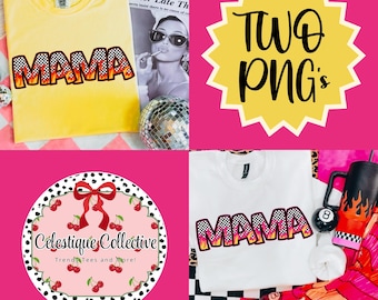 mama checker flame png, retro mama png, mother's day png, mama fire png, retro mama sublimation and DTF, preppy alpha, summer, trendy shirt