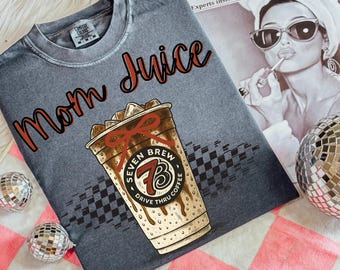 Mom Juice PNG, 7 Brew Coffee PNG, Digital Download, Trendy Mom Life Coffee Lover Png, Iced Coffee Vibes, Checkered 7 Brew PNG, Coffee Mom