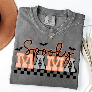 Spooky Mama Seersucker PNG, Halloween Seersucker Letters, Checker Spooky Mama PNG, Sublimation PNG, Fall Halloween Mom Shirt Design