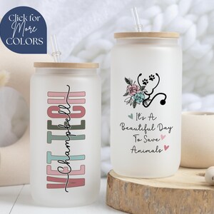 Vet Tech Glass Tumbler Personalized Veterinary Technician Glass Cup Custom Gift For Vet Tech Gifts, Vet Tech Coffee Cup, Vet Tech Mom Gift