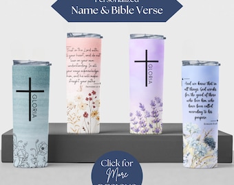 Personalized Bible Verse Tumbler, Custom Christian Tumbler With Name, Bible Affirmation Travel Cup, Religious Gift For Monther's Day