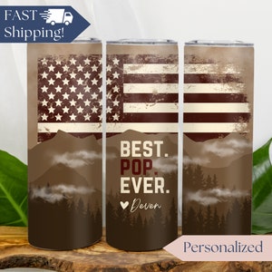 Pop Tumbler Personalized, Best Pop Ever Tumbler Gift From Grandkids, American Flag Tumbler Cup, Custom Christmas Gift for Grandpa, Pop Cup