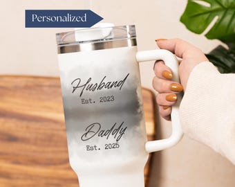 40 oz Dad Tumbler Gift Personalized Daddy Est. Tumbler First Fathers Day Gift For New Dad Travel Mug Custom First Time Dad Cup