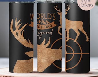 Personalized Deer Hunter Dad Tumbler, Deer Hunting Tumbler With Name, Custom Dad Tumbler Gift for Hunting Lover, Fathers Day Gift For Hunter