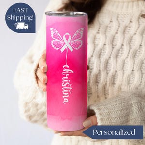 Breast Cancer Tumbler Personalized Breast Cancer Ribbon Cup With Name Custom Mothers Day Gift For Breast Cancer Survivor Cancer Warrior Cup