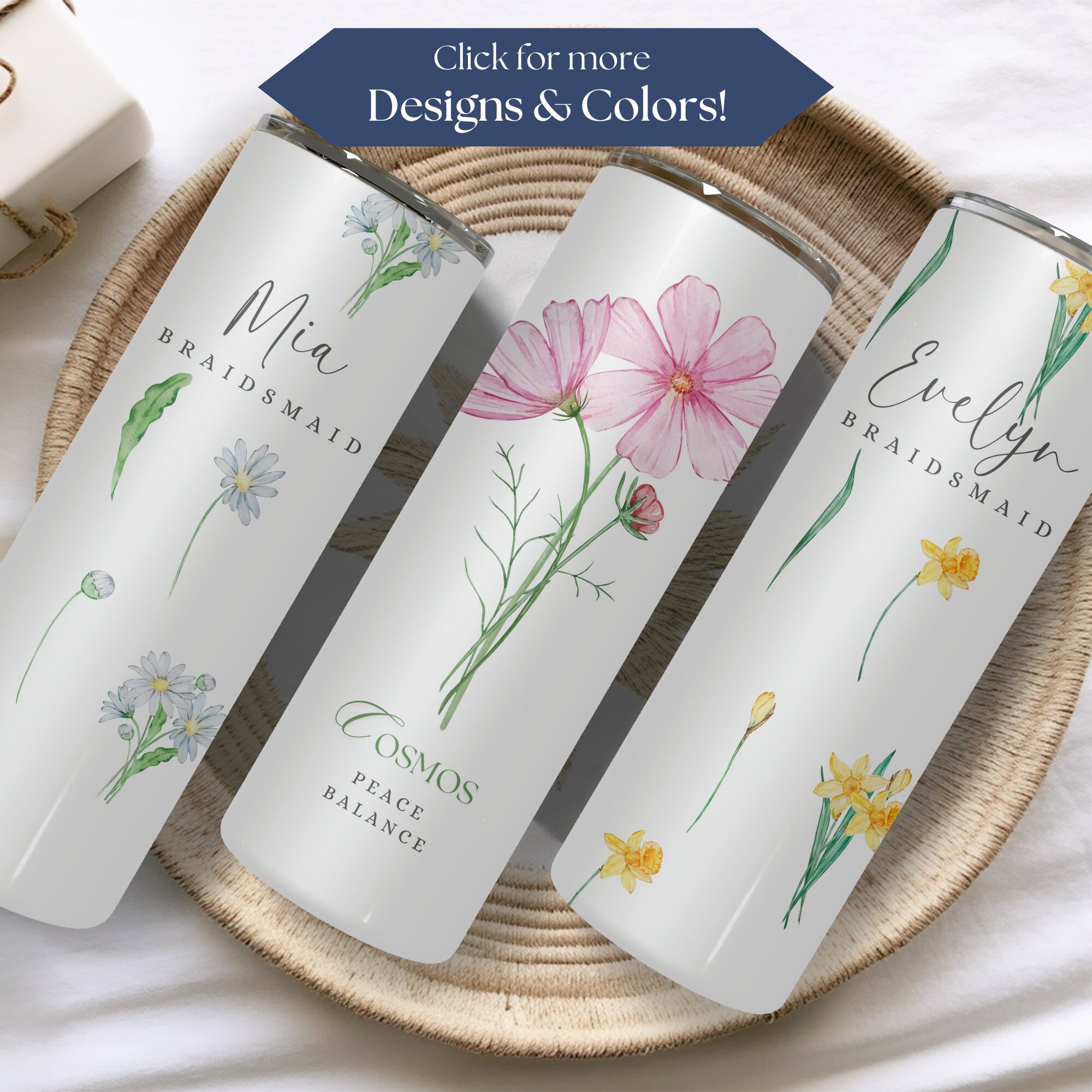 Personalized Bridesmaid Tumbler, Custom Birth Flower Tumbler, Bridesmaid Proposal Gift, Bachelorette Party Matching Cup, Wedding Day Gift