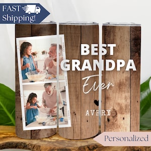Grandpa Tumbler with Picture, Personalized Grandpa Gift from Grandkids, Custom Photo Tumbler, Grandpa Travel Mug, Dad Cup For Fathers Day