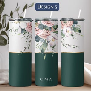 Personalized Floral Grandma Tumbler, Custom Tumbler Gift For Mother's Day, Grandma Tumbler With Grandkids Name, Flower Cup For Birthday Gift Design 5
