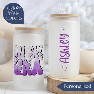 In My Forties Era Glass Tumbler Personalized 40th Birthday Gift For Her Custom In My 40&#39;s Era Glass Coffee Cup 40th Birthday Gift For Women