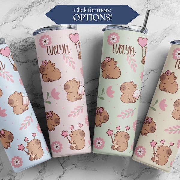 Personalized Capybara Tumbler Custom Capybara Skinny Tumbler 20oz Capybara Cup Gift For Capybara Lover Capybara Travel Mug