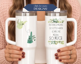 40 oz Long Distance Mom Tumbler With Handle Personalized State to State Travel Mug 40oz Custom Long Distance Mom Gift for Mom from Daughter